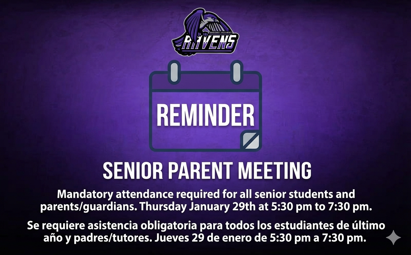 Picture of the Respect Logo with Senior Parent meeting Reminder Details.