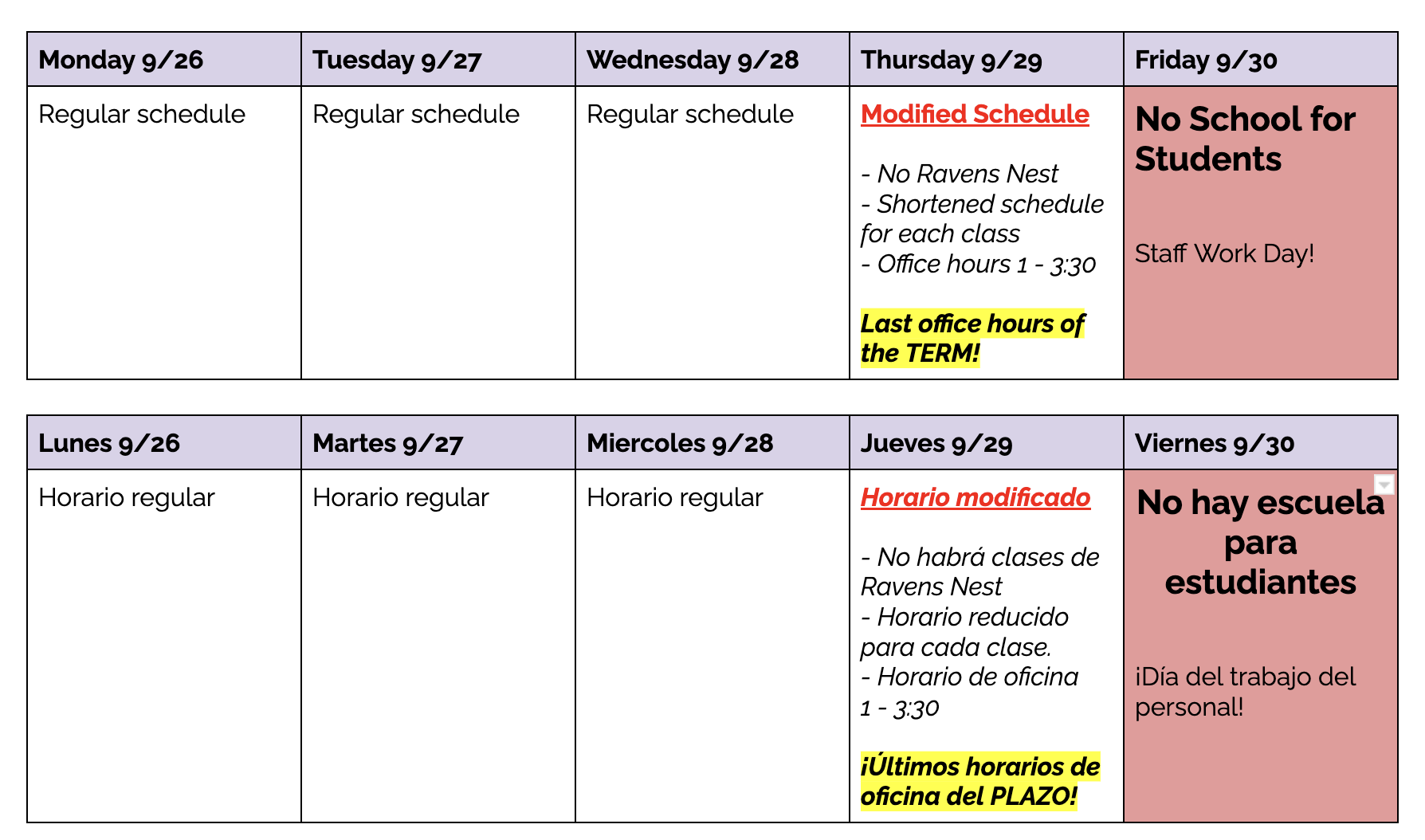 Respect Academy » Different schedule this week!! Horario modifico esta  semana!!!